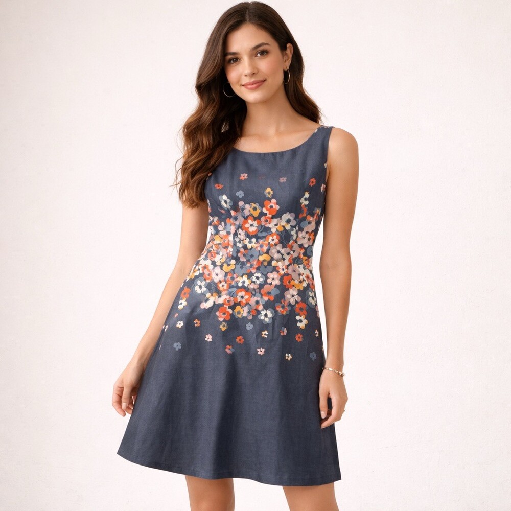LOFT Dress Womens Size 4 Blue Floral Fit & Flare